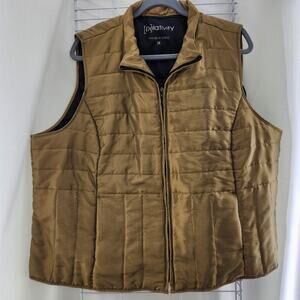 Relativity Plus 3X Gold Quilted Puffer Vest, Stand Collar, Zip Front